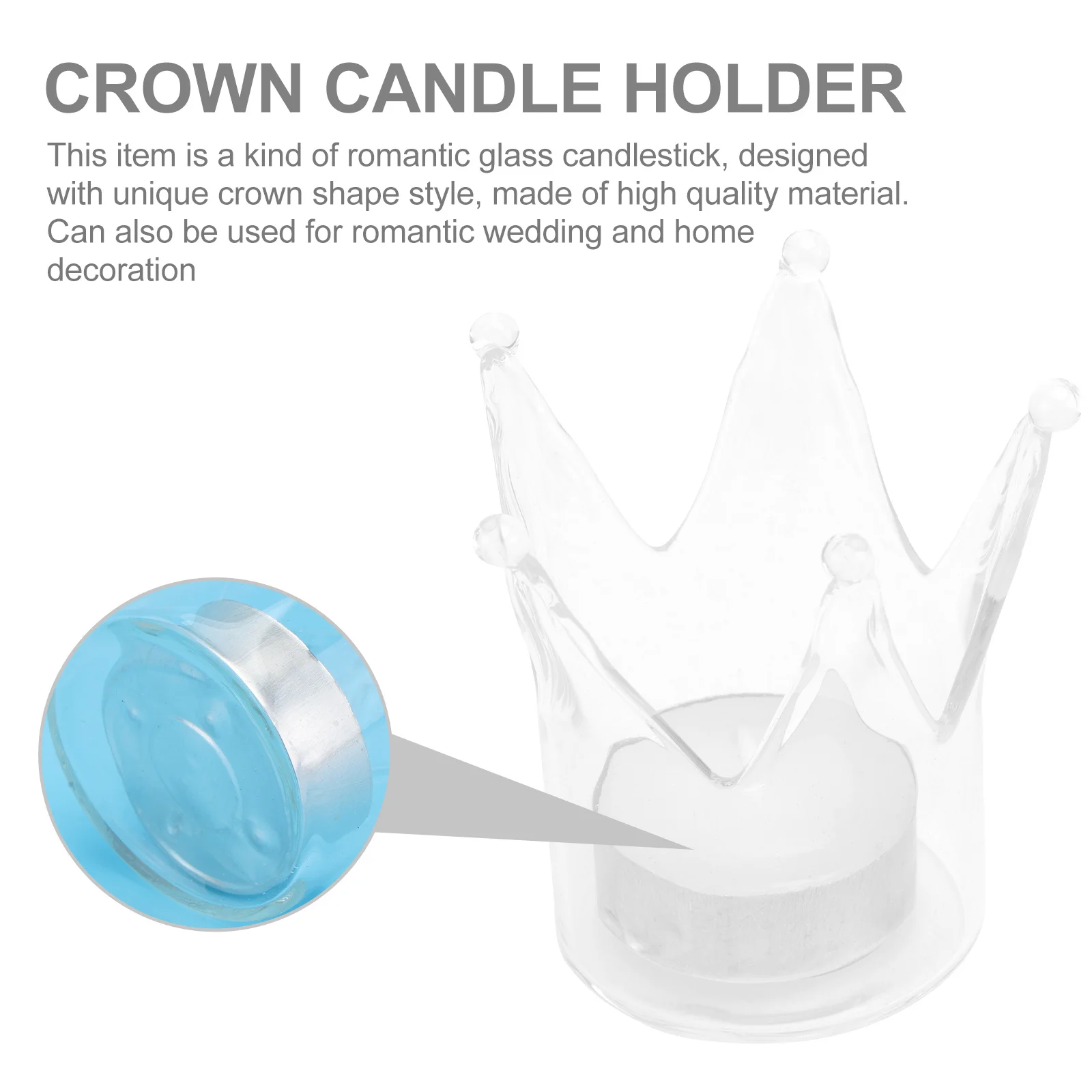 

1Pcs Transparent Glass Holder Unique Crown-Pattern Candlestick for Living Room Dining Room Porch Illumination Romantic