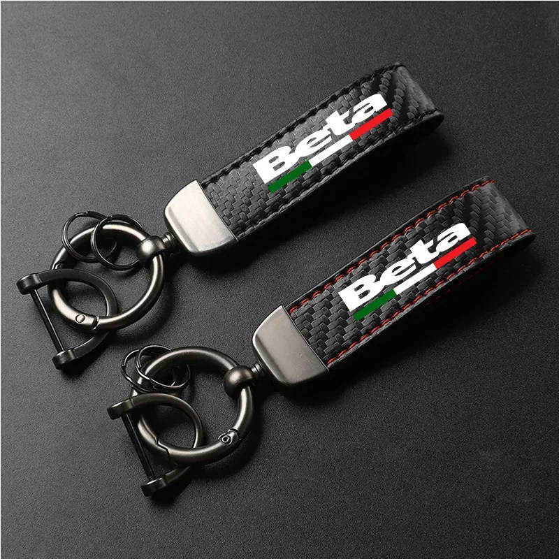 1PCS Motorcycle PU Leather Carbon Fiber Pattern Keychain Accessories For Beta Evo 250 300 80 Junior Senior RR 125 350 SM  Enduro