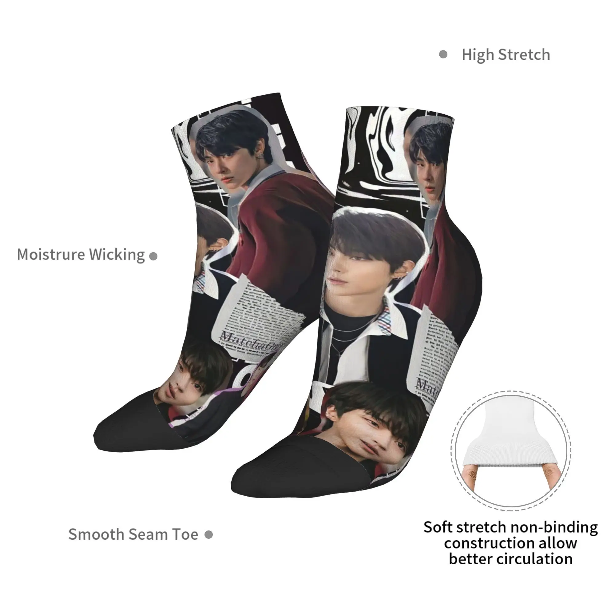 All Seasons Hwang In Yeop Socks Harajuku Sweat Absorbing Sport Middle Tube Socks Soft Hip Hop Stockings for Men Women Gifts