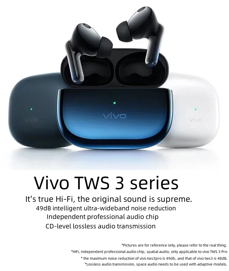 Vivo TWS 3 Pro True Wireless Hi-Fi Earphones Three Microphones Call Noise Cancellation Bluetooth 5.3