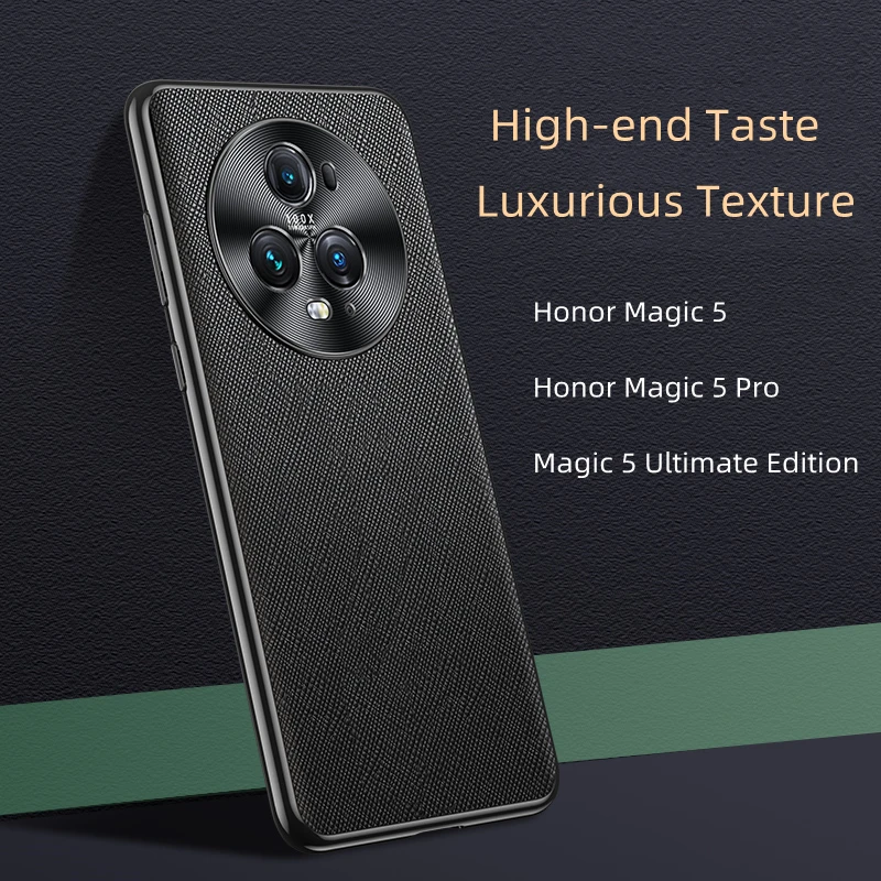 

Роскошный чехол из натуральной кожи с узором в виде Креста для Honor Magic 5/5 Pro/5 Ultimate Edition, металлическая крышка для объектива, защита телефона