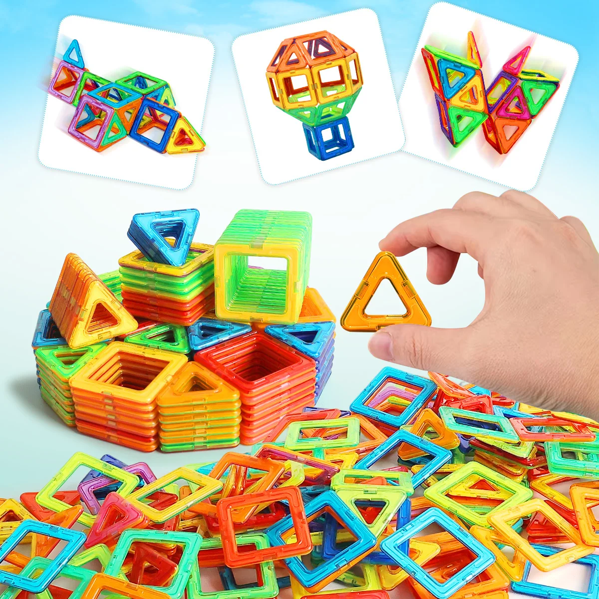 45/75/95PCS 자석 블록 - 어린이용 3D STEM 교육용 조립 장난감 다양한 모양의 자석 블록