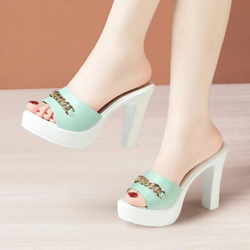 

2025 сандалии с открытым носком на высоком каблуке 11 см, женские летние новые сандалии на платформе с толстой подошвой, обувь