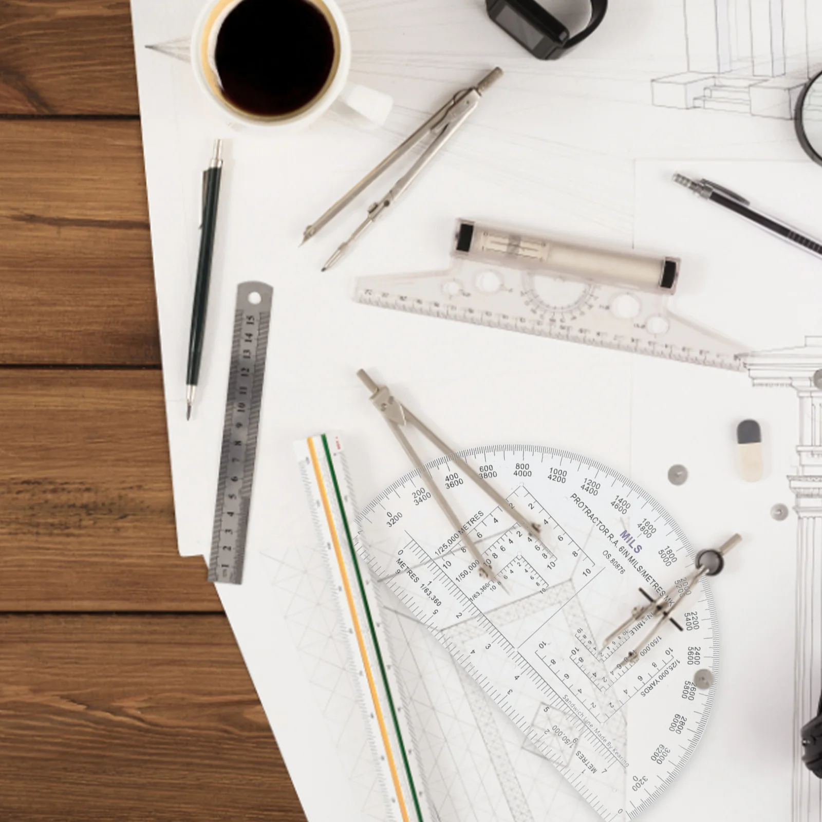 منقلة عسكرية قياس زاوية دقيق مقاوم للاهتراء لأداة مسطرة احترافية #3