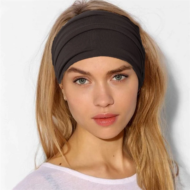 Solid Colored Headband With Knotted Elastic Wide Edge Sports Headband And Headband For Women