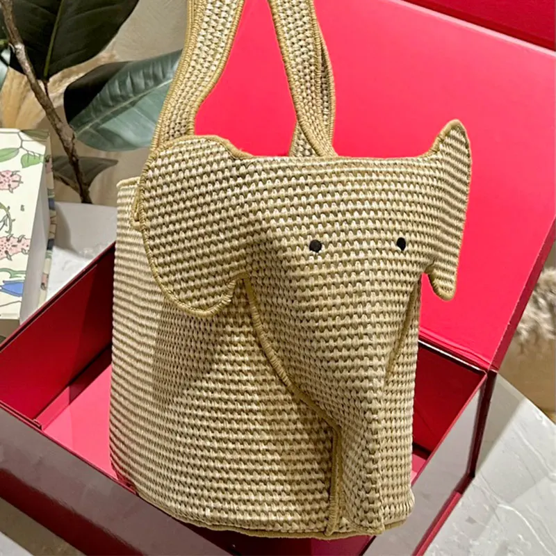 2024 Women\'s Beach Bag Vintage Handwoven Shoulder Bag Lafite Grass Shopping Bag Women\'s Summer Travel Vacation Leisure Handbag