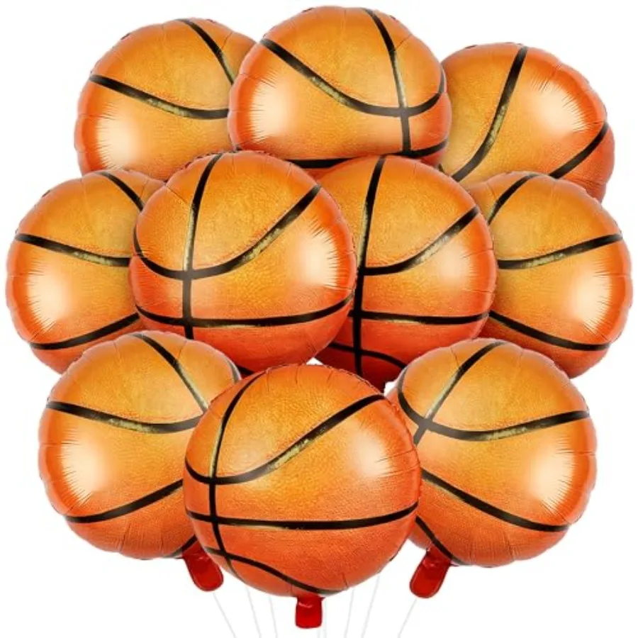 10PCS 18 Inch Basketball Balloons Orange Foil Sports Balloons for Basketball Theme Birthday Party Baby Shower and Sports Party