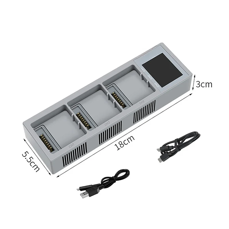 

3 In1 Smart LED Battery Charger LCD Digital Display Charging Hub For DJI Mavic 3