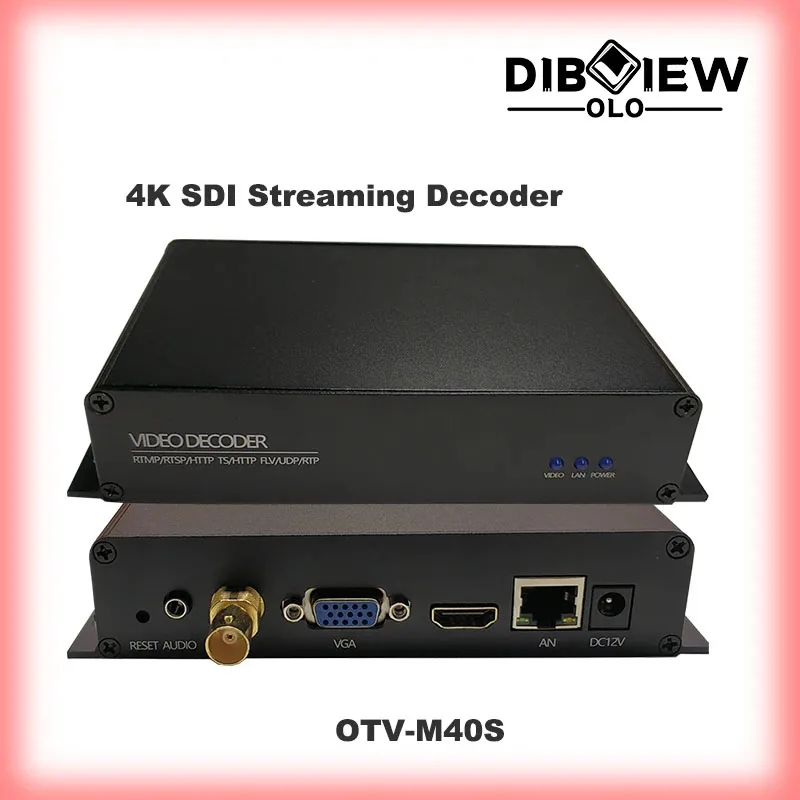 OTV-M40S H265 H264 SDI CVBS 4K video IPTV streaming dekodér s NDI SRT RTMP RTSP HTTP UDP m3u8 HLS vstupní