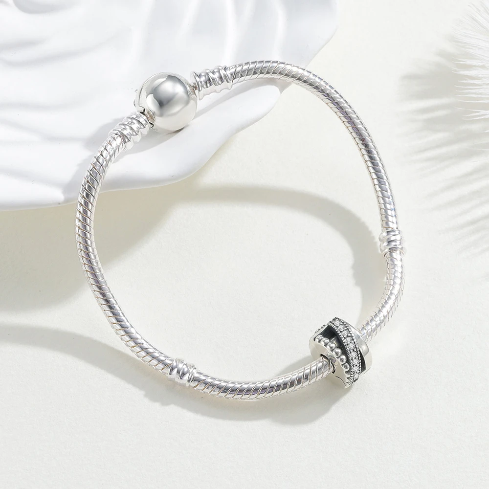 New Charms 925 Sterling Silver Roller Bead Wrapped Tabling Buckle Beaded Original Bracelet DIY Jewelry Lover Holiday Hot Gift