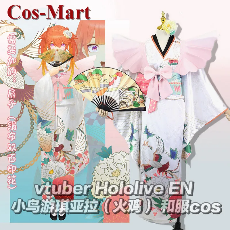 Cos-Mart Anime Vtuber Hololive EN Takanashi Kiara Cosplay Costume Lovely Kimono Uniform Female Activity Party Role Play Clothing