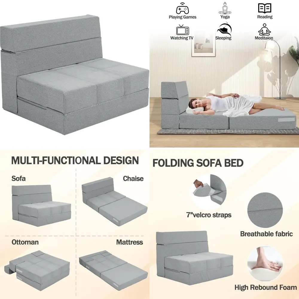 

Memory Foam Sleeper Sofa Bed, Convertible Chair Couch, Foldable Mattress for Living Room, Home Office, and Sleeping Comfort