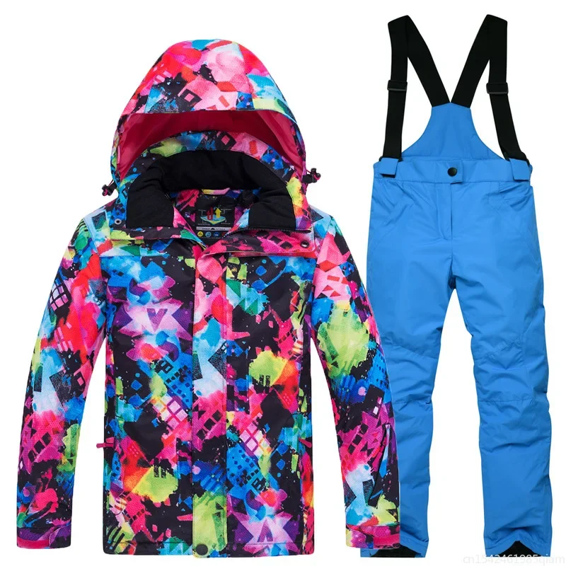 Children's Snow Suit, Snowboard Clothing Sets, Outdoor Sports Wear, Ski Coat and Strap Pant, Kids Costumes, Boy and Girl