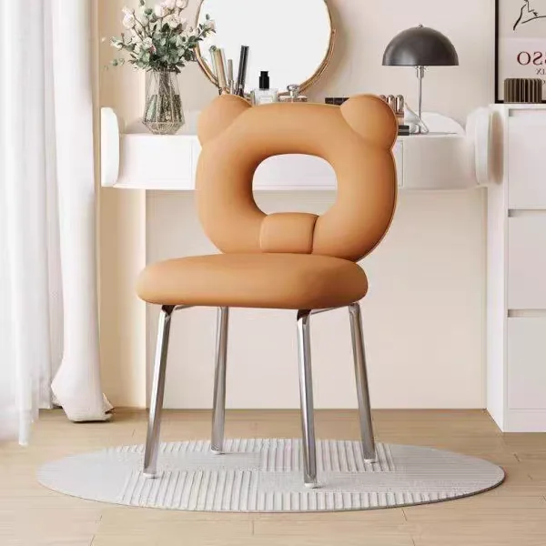 Luxury High-Grade Durable PU Leather Chair Makeup Stool with Red Net for Bedroom Dressing Table