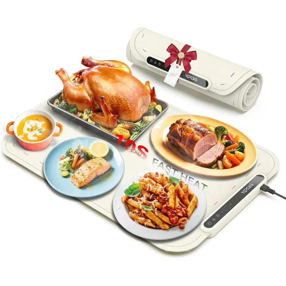 

Electric Warming Tray with 7 Temp Levels & Auto Shut-Off, Ideal for Food Warmers or Parties, Perfect Gift for Kitchen & Buffet U