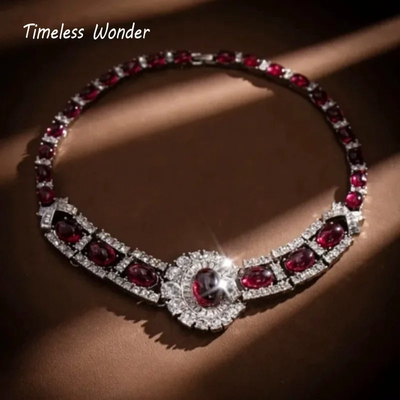 Timeless Wonder Fancy Crystal Zircon Geo Statement Necklaces for Women Designer Jewelry Runway Trendy Rare Gift Top Punk 3628