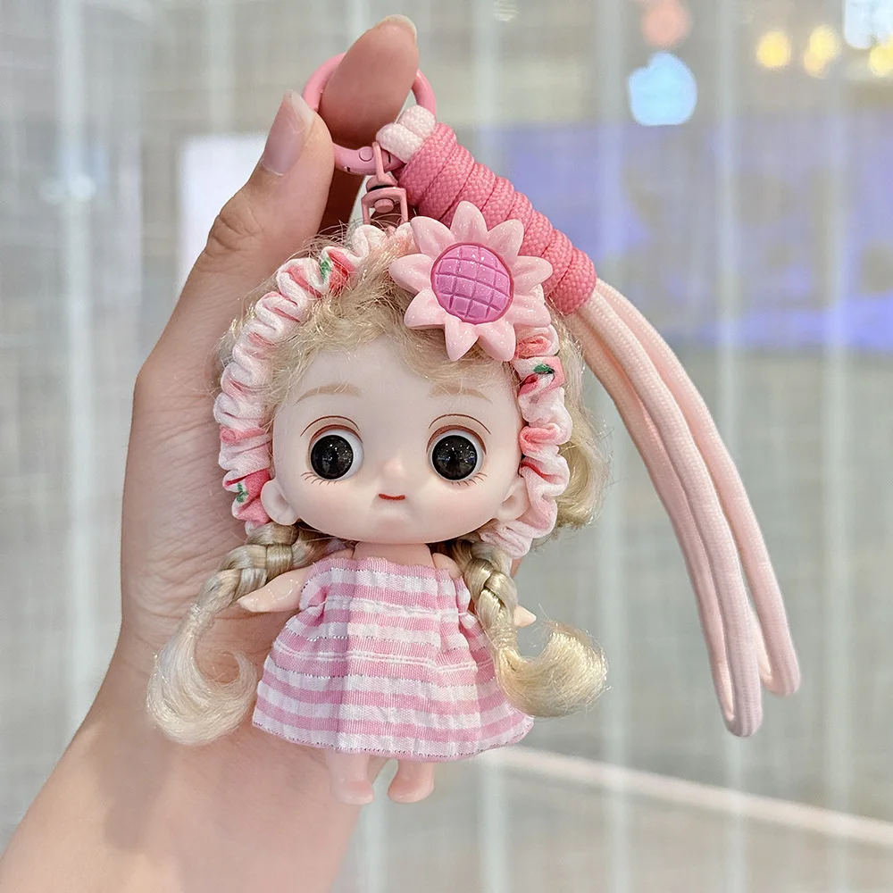 1/12 Sweet Small Fresh Style Maruko Doll Keychain Joint Movable 10cm Loli OB11 Doll For Car/Bag Keychain Exquisite Doll Charm