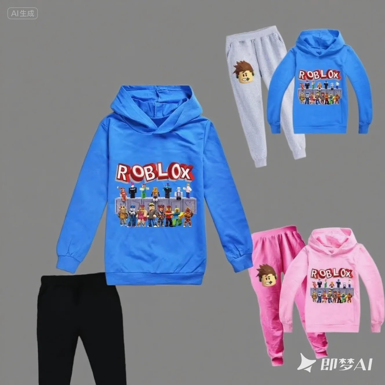 

Горячий новый стиль, толстовки Roblox, одежда, весенне-осенний комплект с капюшоном для мальчиков и девочек, модный пуловер в стиле Харадзюку, топы + брючный костюм, предметы первой необходимости