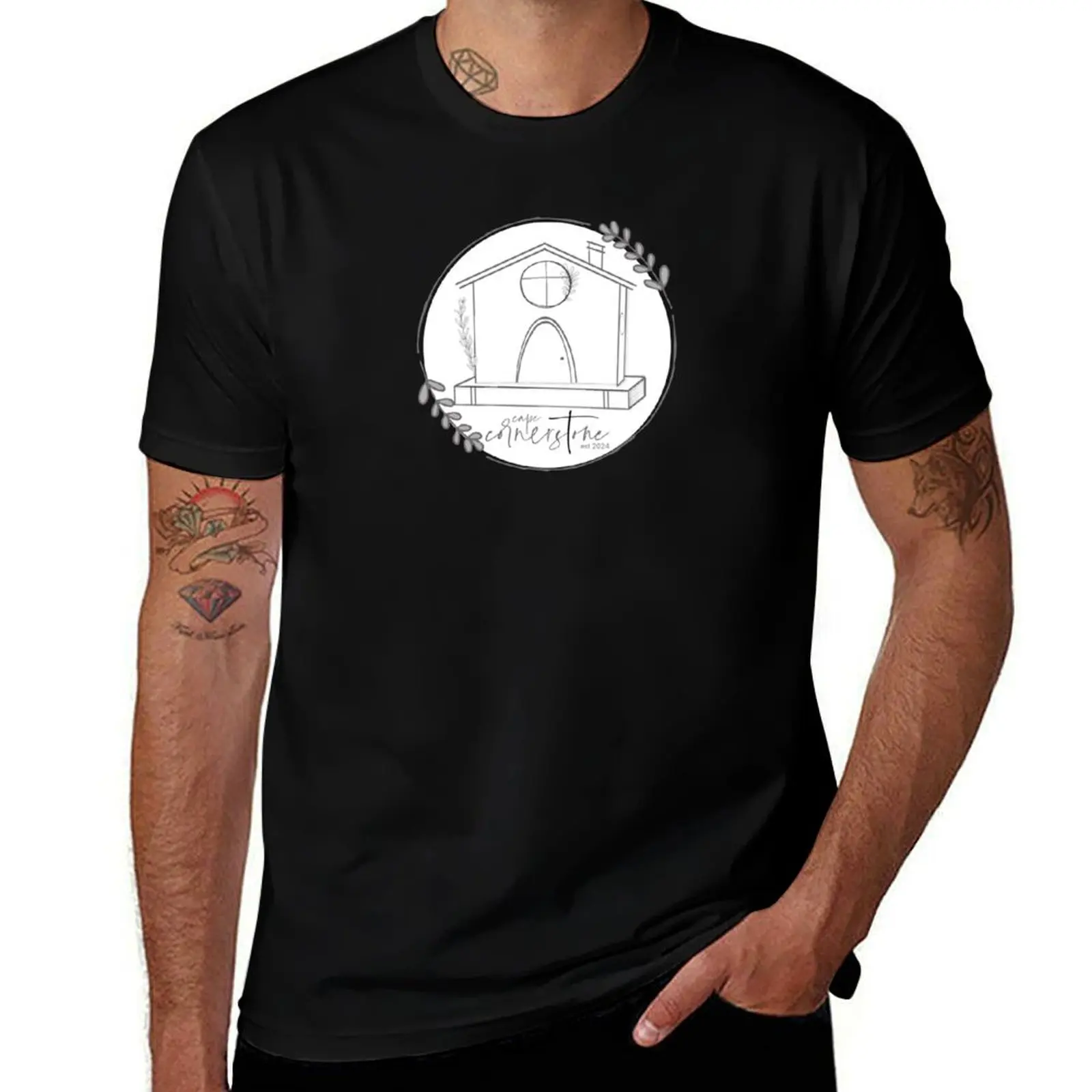 

Cape Cornerstone House + Book T-Shirt Retro Style Print Casual Top