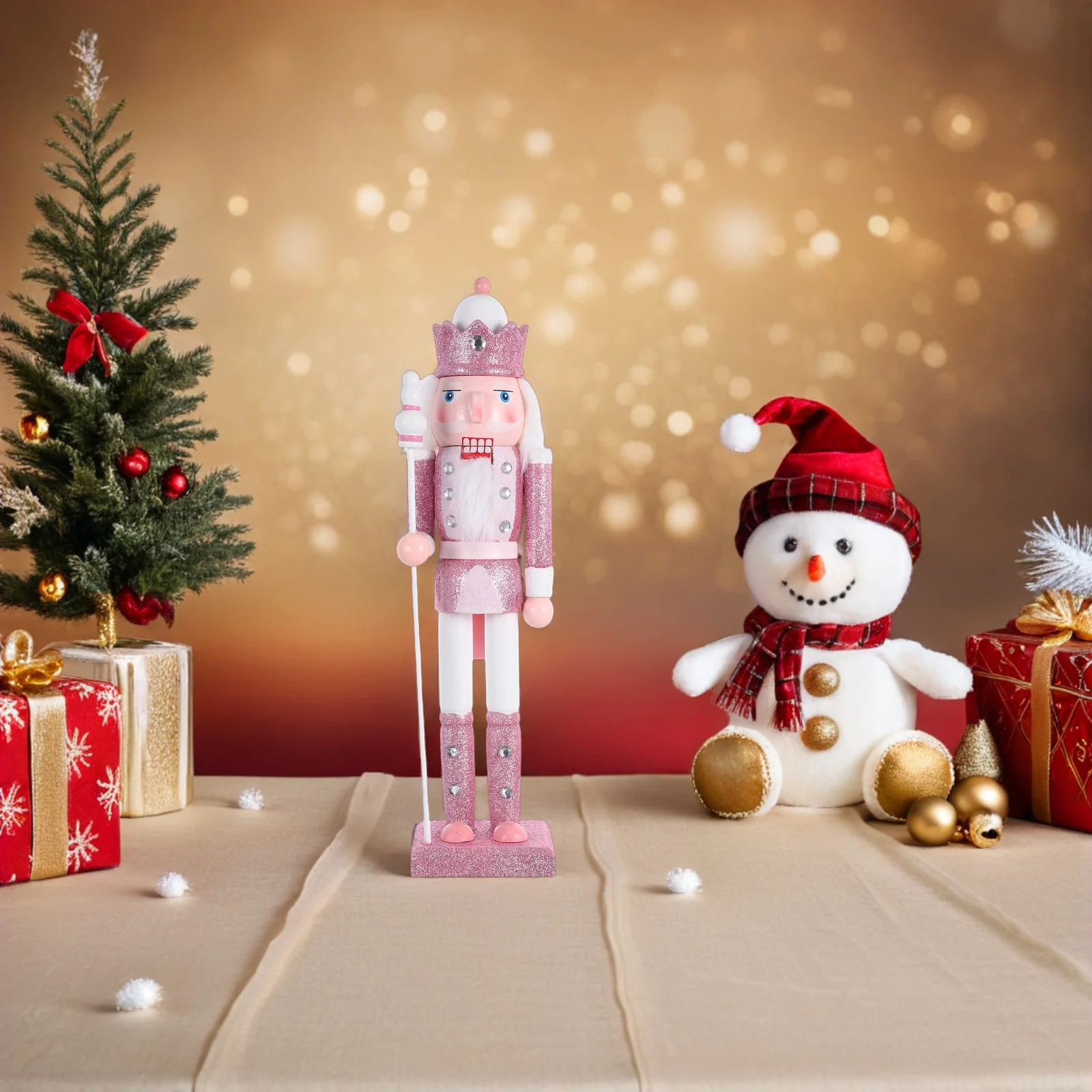 

38cm Wooden Nutcracker Soldier Christmas Decoration Traditional Xmas Table Fireplace Shelf Centerpiece Holiday Nutcracker Figure