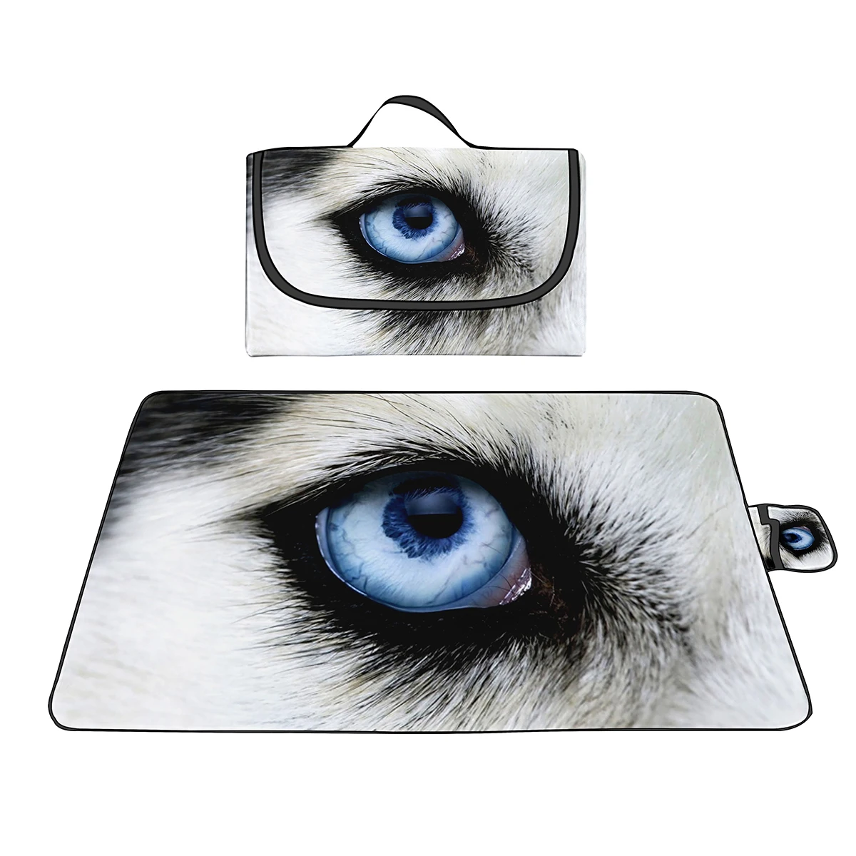 Large Waterproof Picnic Blanket Outdoor Foldable Lightweight Sand Mat Perfect for Family Picnics Camping Beach Animal Wolf Print