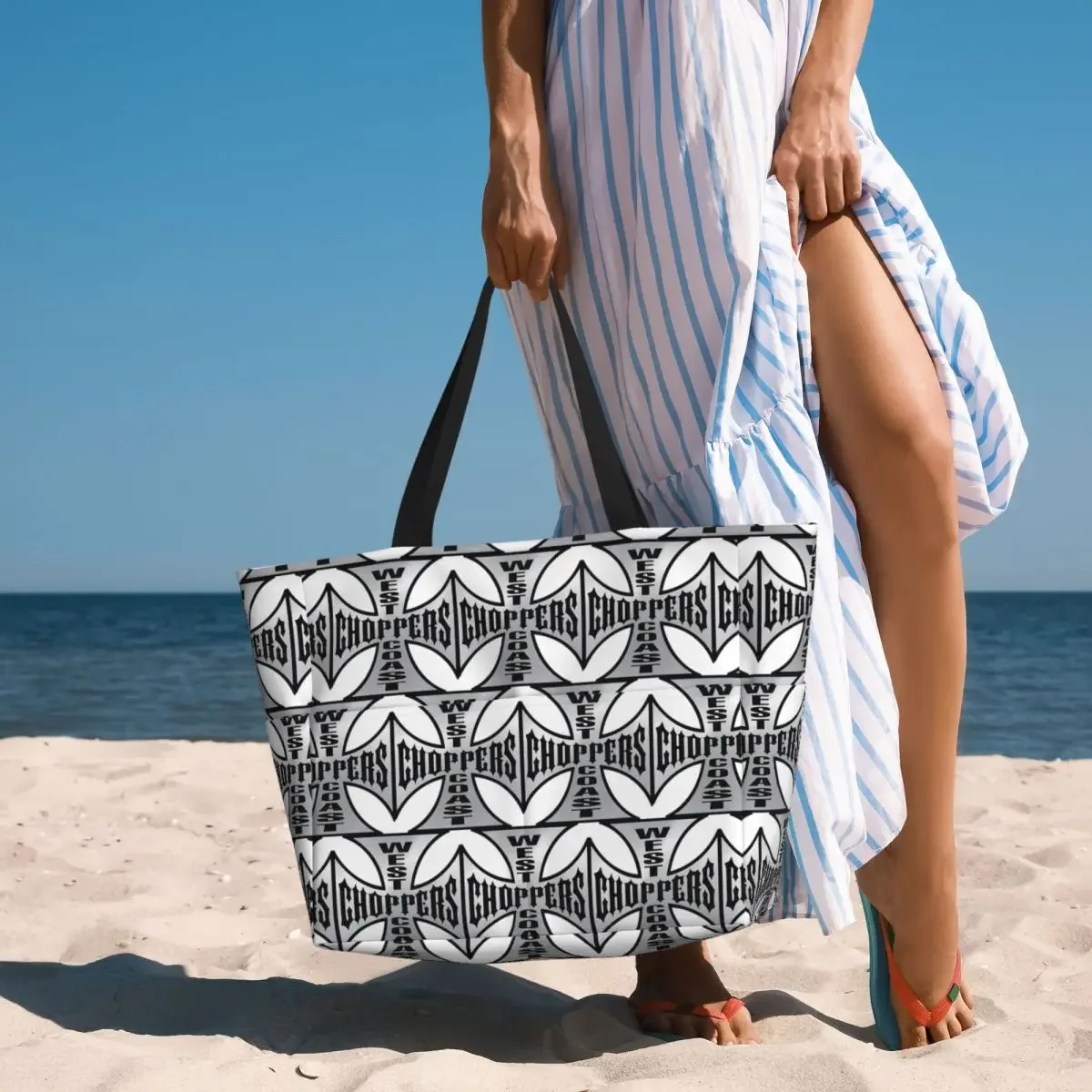 Personalized West Coast Iron Cross Choppers Beach Tote Bag Sport Gym Yoga Duffle Large Tote Bag Women Travel Bag Fitness bag