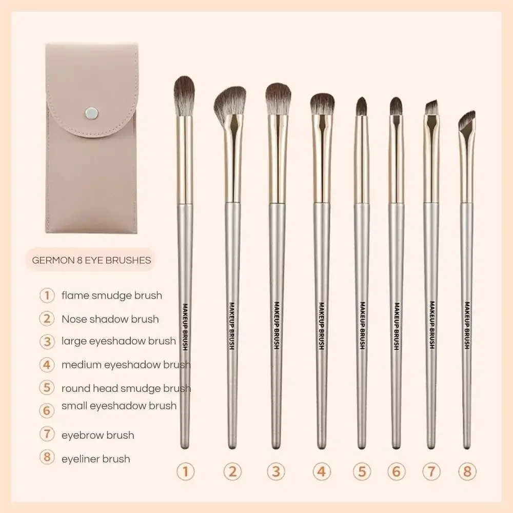 8-częściowy wygodny zestaw pędzli do makijażu oczu z włókna syntetycznego Miękki, przyjazny dla skóry pędzel do cieni do powiek z torbą PU Narzędzia do makijażu oczu dla kobiet