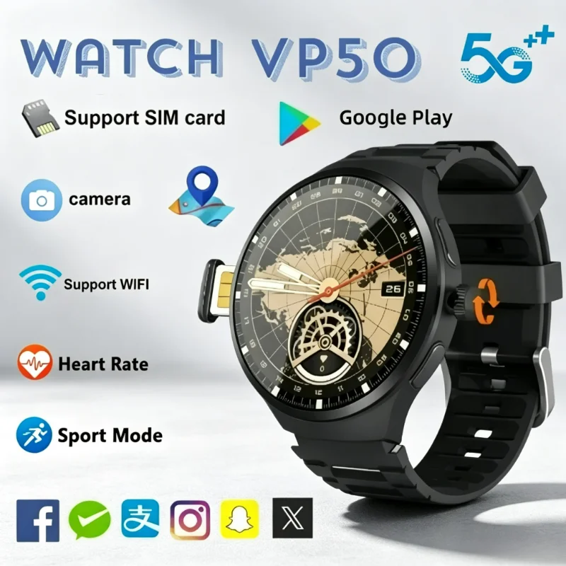 VP50 Smartwatch 4G/5G LTE Android system 1.75inch Large Screen Rotary Camera GPS WIFI Global Call Smart Watch Men Women
