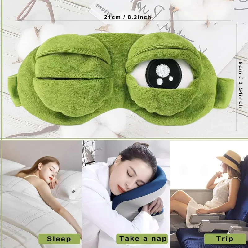 

LUSQI 1/3/7pc Sad Frog 3D Sleep Masks Breathable Cotton Elastic & Lightproof For Sleeping & Travel Funny Gag Gift For Halloween