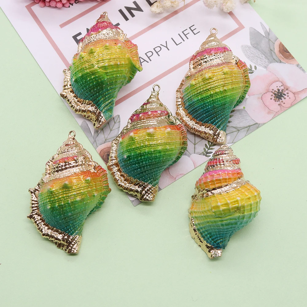 Women's Bohemian Style Natural Seashell Pendant Colorful Seashell Pendant Necklace Bracelet Making DIY Jewelry Seaside Souvenir