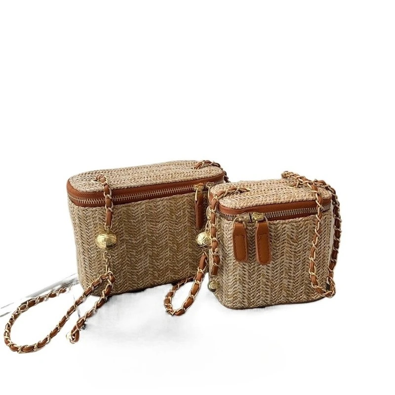 Spring and Summer Simple Woven Bag New Trendy Internet Celebrity Fashion Portable Women's Handbag Versatile Ins Straw Bucket Bag