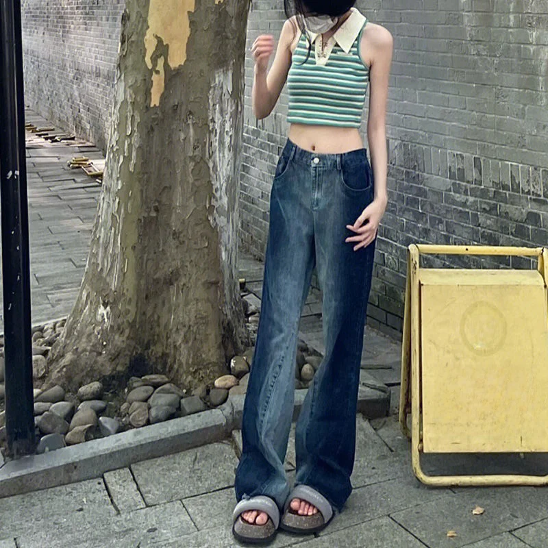 

Американские джинсы High Street нестандартной формы темно-синего цвета, женские универсальные утягивающие брюки с высокой талией длиной до пола, расклешенные брюки