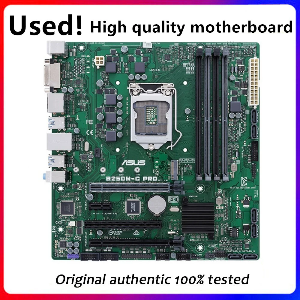 For Asus B250M-C PRO Original Used Desktop Intel B250 B250M DDR4 Motherboard LGA 1151 i7/i5/i3 USB3.0 SATA3