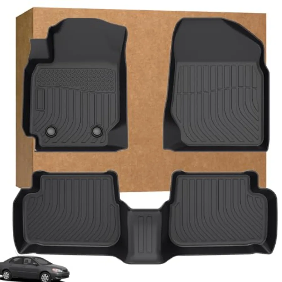 

Floor Mats for Toyota Corolla 2003-2008 Custom Fit TPE Waterproof Mats in Black Perfect for Vehicles Without Rear Seat Vents Du