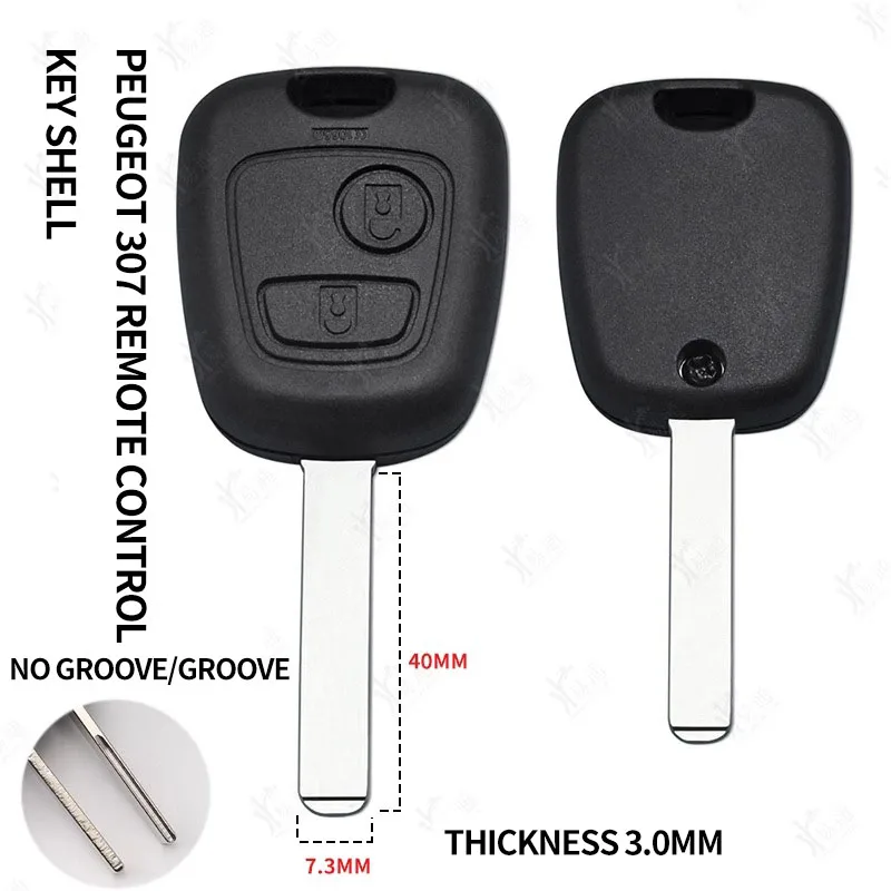 for Logo Peugeot 206 207 307 C2 remote control key shell Dongfeng Peugeot straight car key replacement shell