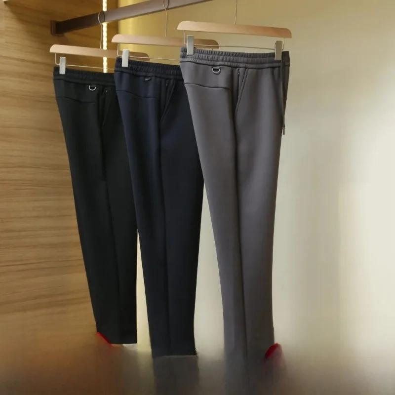 High Quality Double-Sided Knitted Sporty Men's Casual Pants Comfortable High Elasticity Autumn Winter Long Straight Leg Trousers