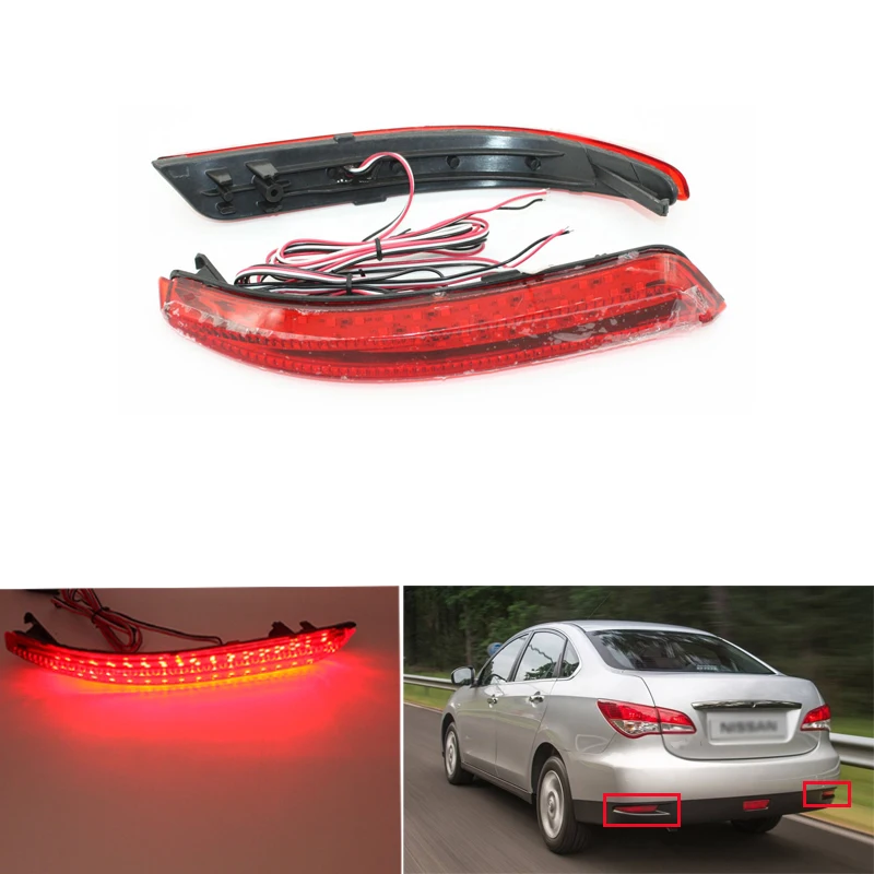 Fluid Style LED Bumper Reflector Tail Lights for Nissan Almera Bluebird Sylphy Brake Lights Turn Signal Lights Red