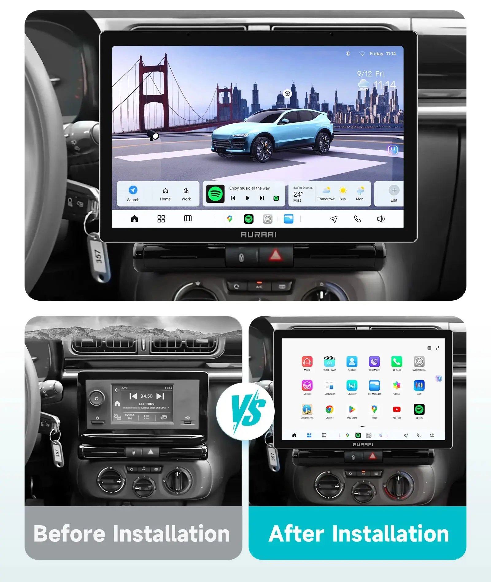 Hizpo 2din Carplay Android Auto for Citroen C3 Aircross C4 2017-2023 Car Radio Smart Multimedia Touch Screen 4G WIFI RDS DSP GPS
