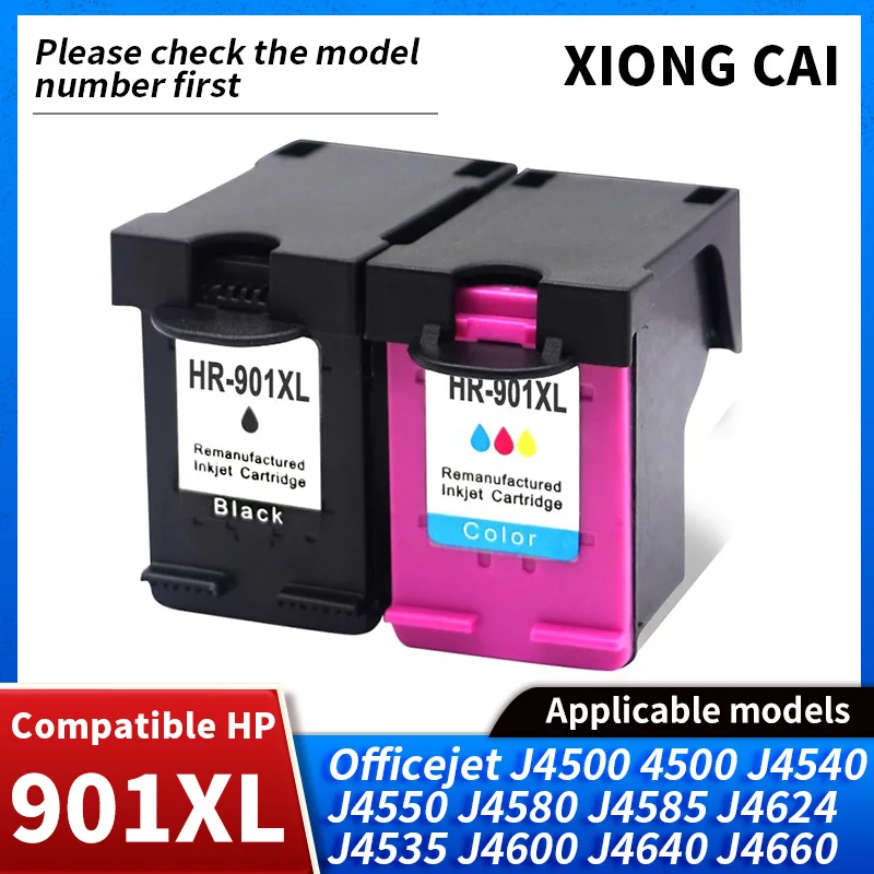 Compatible For HP 901XL Remanufactured Ink Cartrige For HP 901 Officejet J4500 J4540 J4550 J4580 J4585 J4624 J4535 J4600 Printer