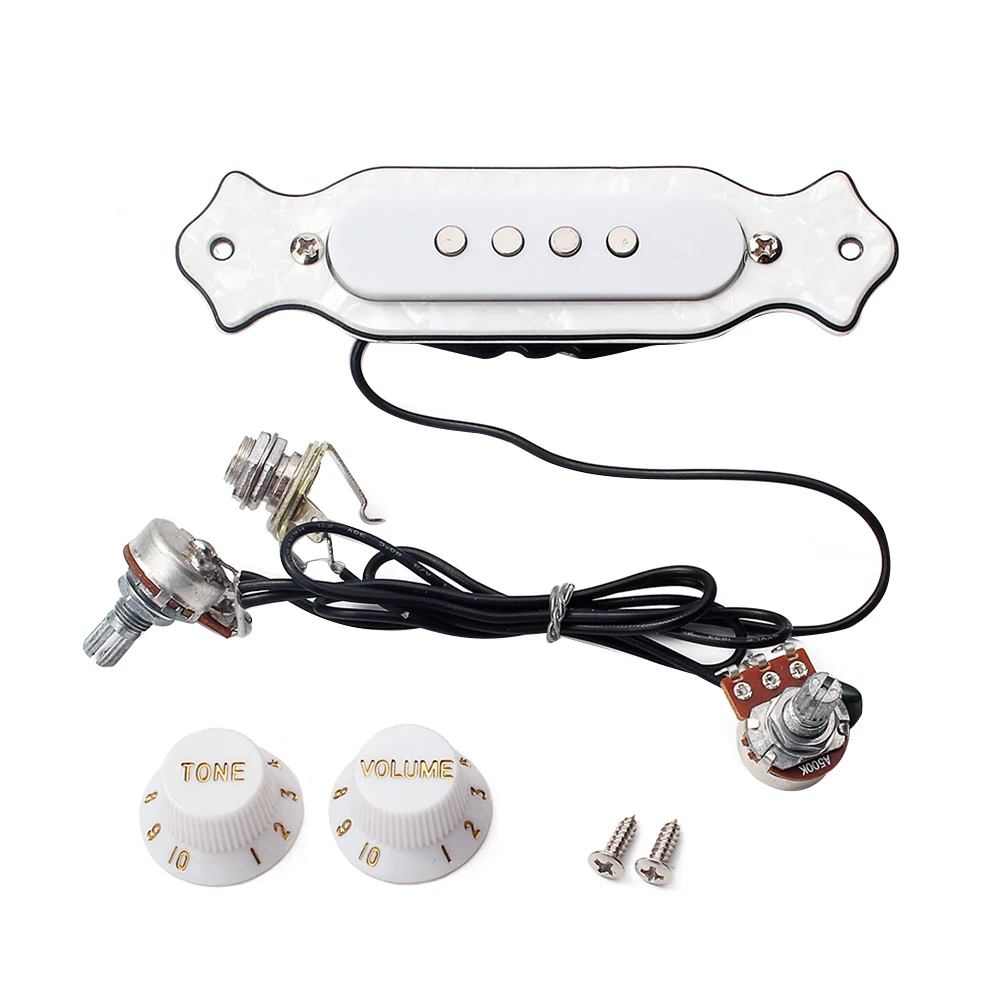 

s Soundhole Pickup Guitar Instrument Pre Wired Volume Tone Control Knob ABS Copper Coil Plastic Knobs Mounting Screws
