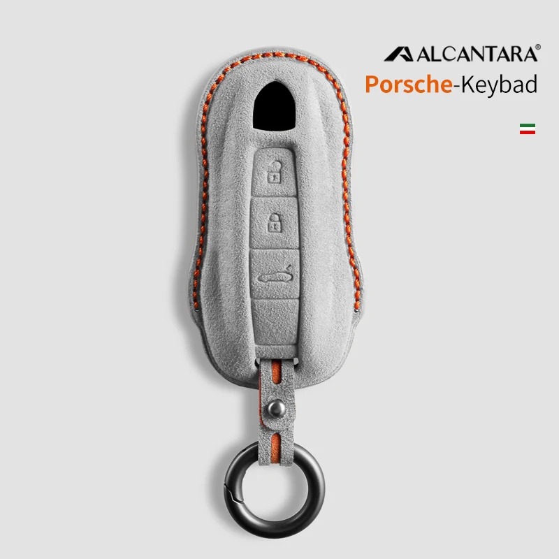 Alcantara-Juste de clé de voiture brodée pour Porsche, Panamera, Spyder, Carrera, Macan, Cayman, 911, 970, 981, 991, haute qualité, accessoires