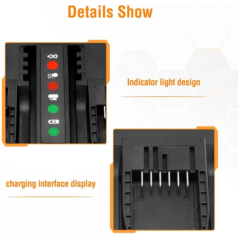 2-Port 20V WA3875 Charger Compatible For Worx 18V/20V Lithium Battery WA3578 WA3525 Lithium Battery Charger US Plug