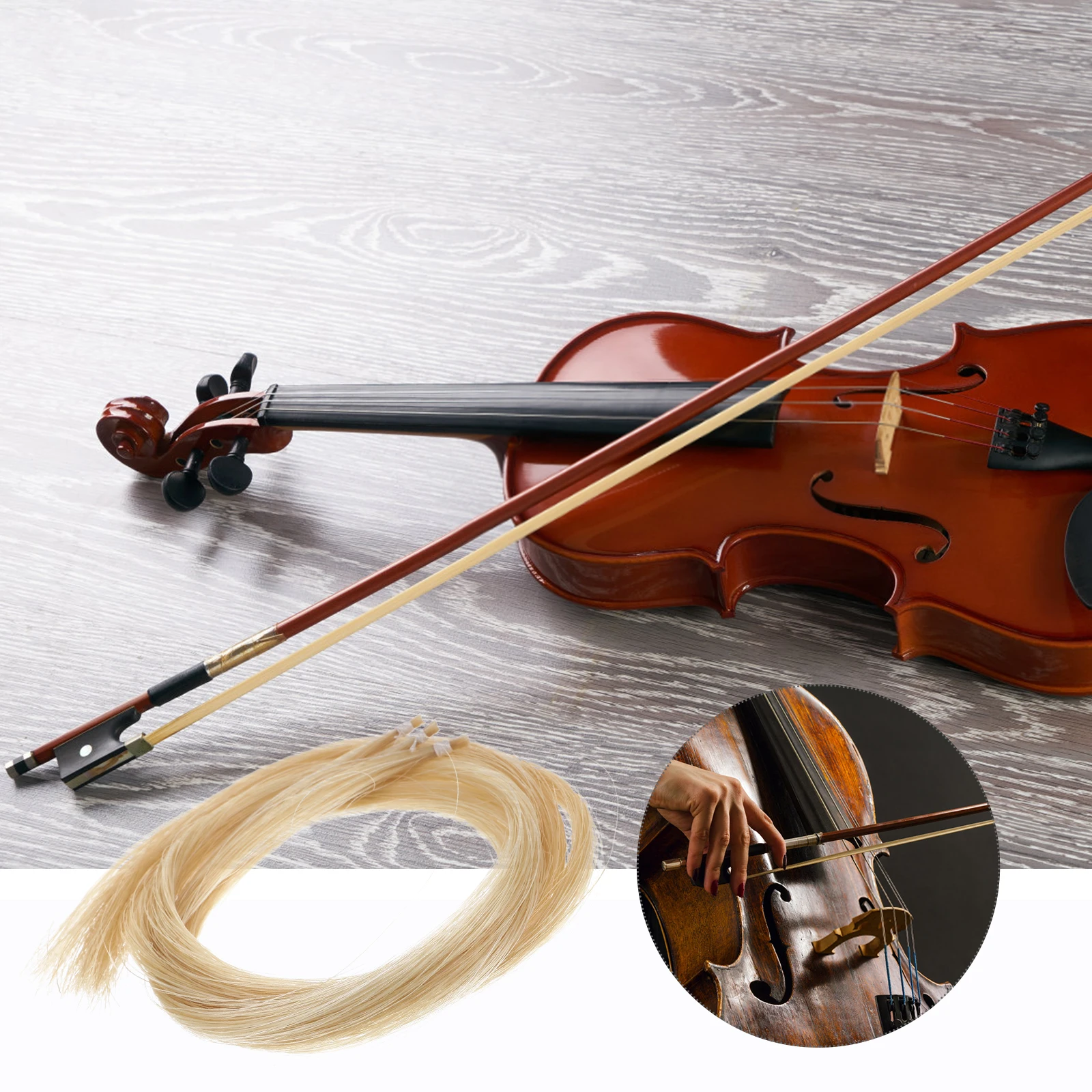 

3 Hanks Tail Hair Bows Violin Accessories Parts and Horsehair for Violins