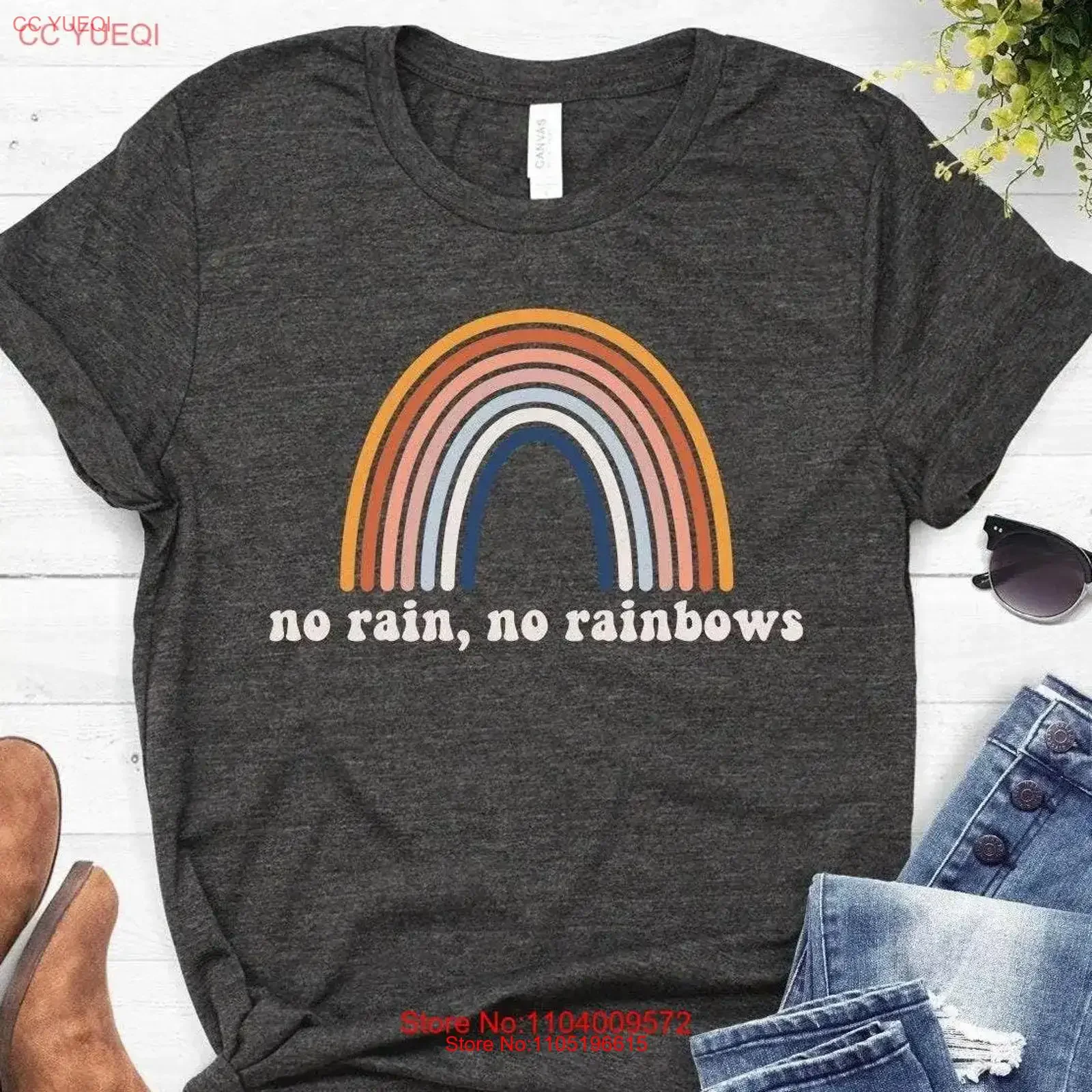 70s T Shirt No Rain Rainbows Groovy Hippie Retro Band Clothing Style Softstyle vintage Washed Top For Everyday Wear Soft