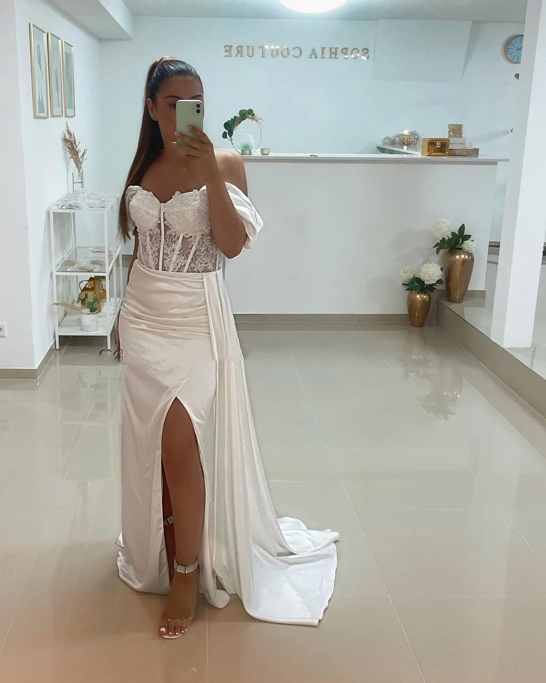 Bridalaffair Off Shoulder Long Prom Dress Sexy High Split Evening Gown for Women Elegant Party Saudi Arabia Dubai robe de soirée