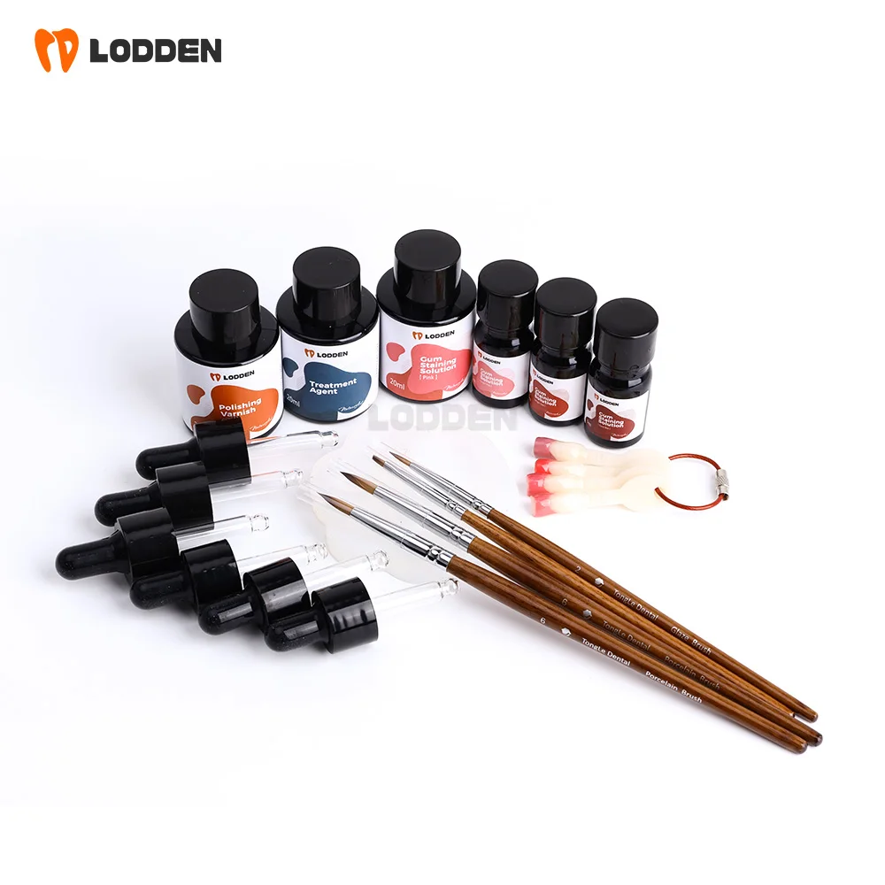 Dental Simulated Gum Modification Kit for Polymerised Ceramics/Print Resin/Acrylic PMMA Dental Light Curing Stain Glaze