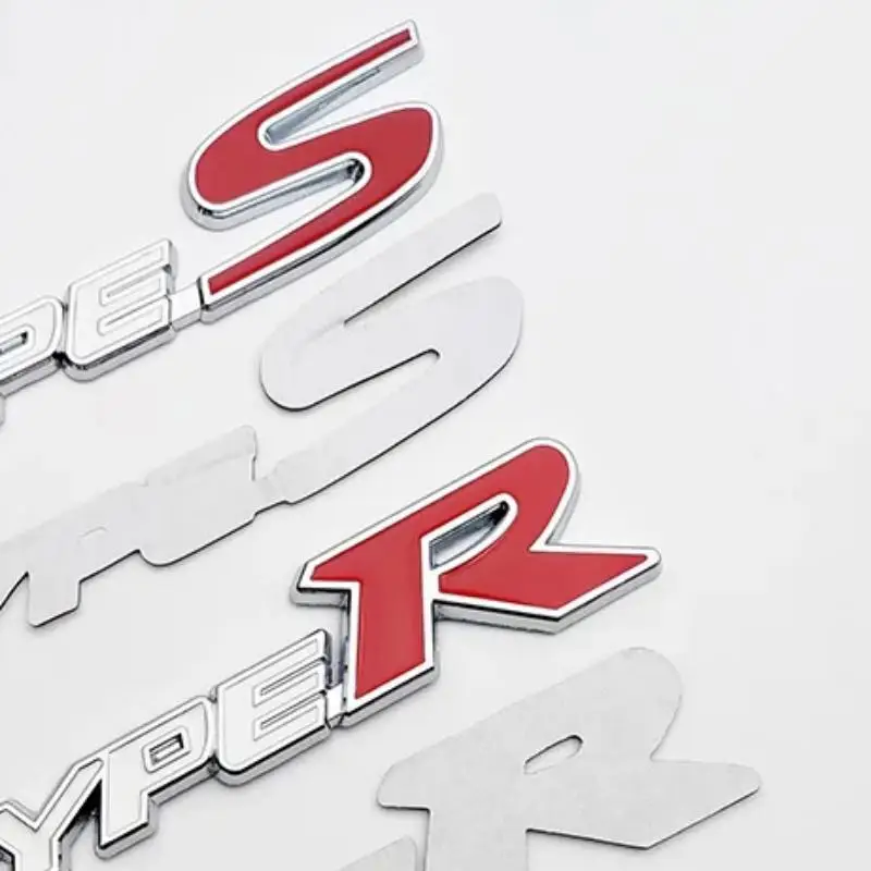 

3D Metal Type S Type R Logo Colors Reflection Emblem Letters Car Trunk Badge Decoration Sticker Auto Accessories