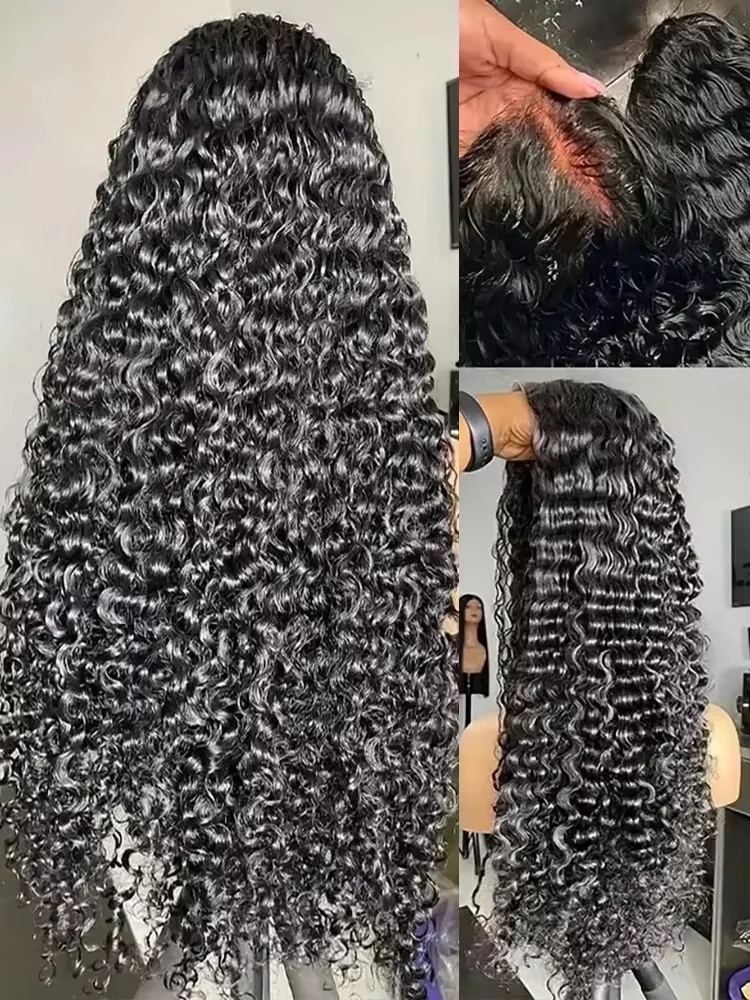 42 بوصة 13x6 HD الدانتيل الشفاف الجبهة باروكة من شعر طبيعي للنساء السود شعر مستعار مجعد قبل قطعها موجة عميقة موجة المياه الباروكات الأمامية #2