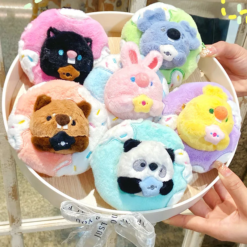 New Cute Simulation Animal Donut Big Tooth Plush Keychain Pendant Cartoon Koala Panda Rabbit Plush Toy Backpack Pendant