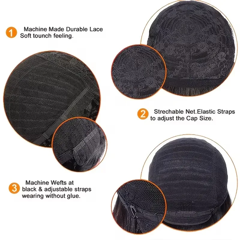 ريترو قصير مجعد الطبقات عابث الباروكات شعر الإنسان الطبيعي واقعية متشابكة الحرة آلة كاملة مصنوعة للنساء نمط موجة ضخمة